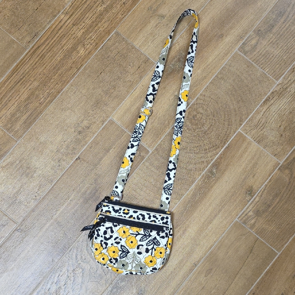 Vera Bradley Yellow and Black Floral Crossbody Bag